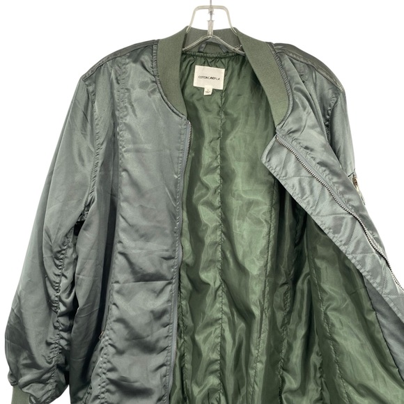 Cotton Candy LA Olive Green Satin Bomber Jacket - Picture 10 of 10